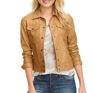 Isaac Mizrahi Camel Leather Jacket